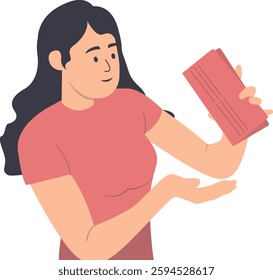Character of Person Holding Empty Wallet. Vector Illustration in Cartoon Design.