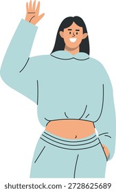 Personagem de uma Pessoa Acenando Mão. Ilustração de desenho animado vetorial.