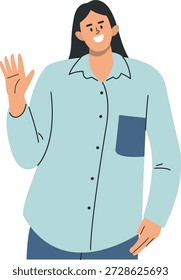 Personagem de uma Pessoa Acenando Mão. Ilustração de desenho animado vetorial.