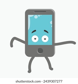 Character Phone Simple with Emoji Cartoon smartphone cute character funny device set. Gadget emotions. Vector flat style cartoon phone illustration isolated on white background