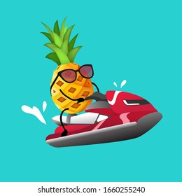 Character Pineapple with glasses on holiday. vector, illustration.