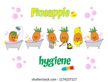 Character pineapple hygiene cute