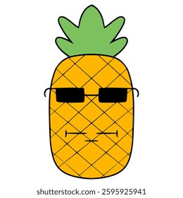 character pineapple illustration hand drawn isolated vector
