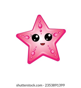 character, pink, cute, smiling baby star fish