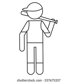  character player baseball with bat ouline
