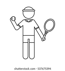  character player tennis and ball racket ouline