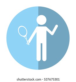  character player tennis and racket shadow