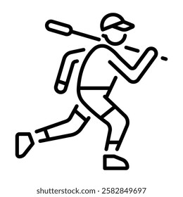 A character playing golf icon in linear style 