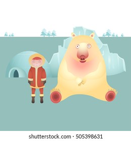 character of polar bear and eskimo