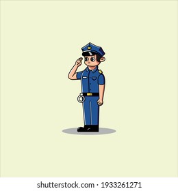 character police kids men cute - vector illustrations