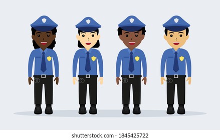 character of the Police profession in flat design