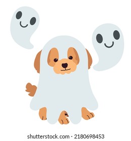 The character Poodle dog and ghost costume for Halloween theme set  Graphic resource about dog pet animal   Halloween theme for content  banner  sticker label   greeting card 