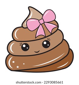 The character is a poop, kawaii. Vector isolated cartoon-style illustration. Poop character concept