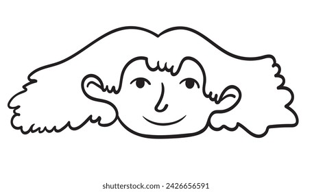 character portrait in doodle style in vector. line art for avatar design sticker coloring postcard poster print