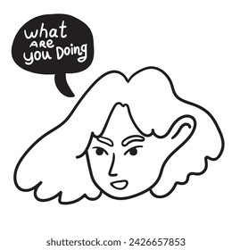 retrato de personaje en estilo doodle en vector. arte de línea para el diseño de avatar pegatina para colorear postal impresión de póster