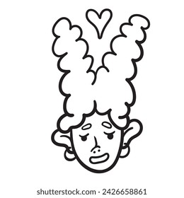 character portrait in doodle style in vector. line art for avatar design sticker coloring postcard poster print