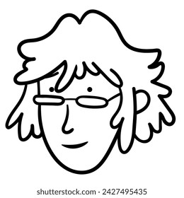 retrato de personaje en estilo doodle en vector. arte de línea para el diseño de avatar pegatina para colorear postal impresión de póster