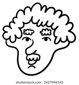 Charakterporträt im Doodle-Stil in Vektor. Line Art für Avatar Design Aufkleber Färbung Postkarte Druck