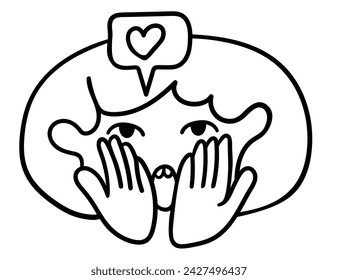 Charakterporträt im Doodle-Stil in Vektor. Line Art für Avatar Design Aufkleber Färbung Postkarte Druck