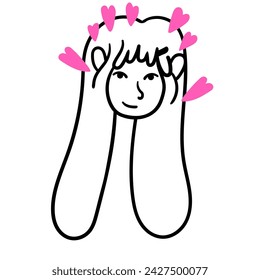 character portrait in doodle style in vector. line art for avatar design sticker coloring postcard poster print