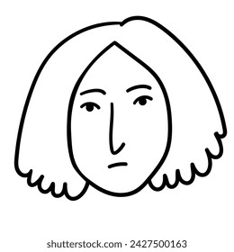 character portrait in doodle style in vector. line art for avatar design sticker coloring postcard poster print