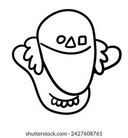 character portrait in doodle style in vector. line art for avatar design sticker coloring postcard poster print