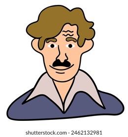 retrato de personaje en estilo doodle en Vector. arte de línea para el diseño de avatar pegatina para colorear postal impresión de póster