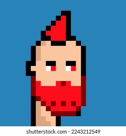 Character portrait in pixel style. Vector NFT head. Crypto. Vector EPS 10