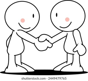 Character pose, cute character shaking hands