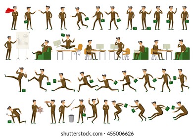 Character Positions Set Business People Vector Art