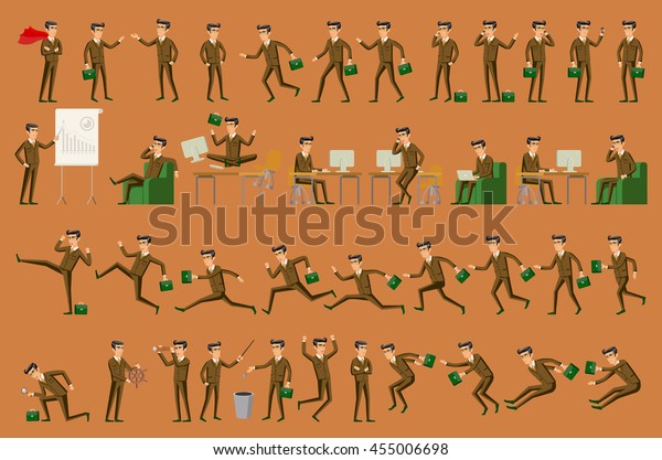 Character Positions Set Business People Vector Stock Vector (Royalty ...