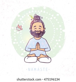 namaste cartoon stock illustrations images vectors shutterstock https www shutterstock com image vector character positive man greeting pose namaste 475196134