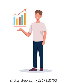 character presentation graph chart business concept vector illustration