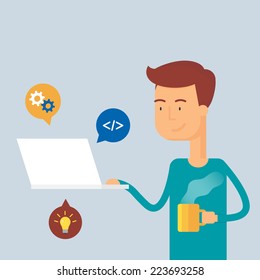 Character - programmer. Vector illustration, flat style