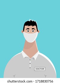 Character in a protective mask. Male doctor. Medical worker