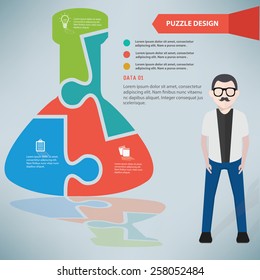 Character and puzzle info graphic design,clean vector