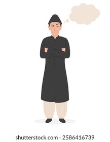 Character of Quaid e Azam Thinking dream vector illustration