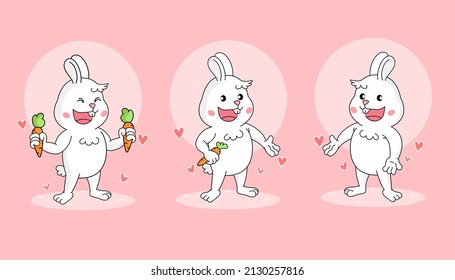 Character of rabbit on pink pastel with easter,Drawing vector illustration.