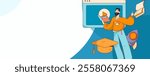 Character reading quietly vector concept operation hand drawn illustration
