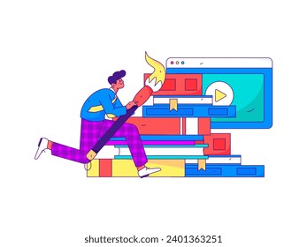 Character reading quietly vector concept operation hand drawn illustration
