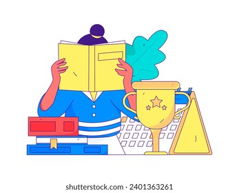 Character reading quietly vector concept operation hand drawn illustration
