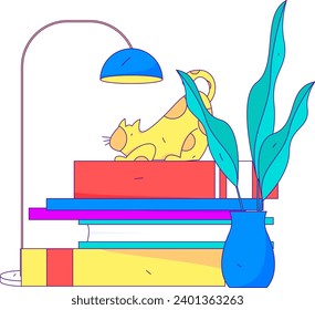Character reading quietly vector concept operation hand drawn illustration
