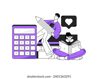Character reading quietly vector concept operation hand drawn illustration
