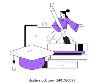 Character reading quietly vector concept operation hand drawn illustration
