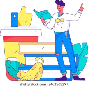 Ilustración dibujada a mano del concepto de vector de lectura de caracteres silenciosa
