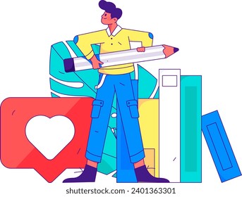 Character reading quietly vector concept operation hand drawn illustration
