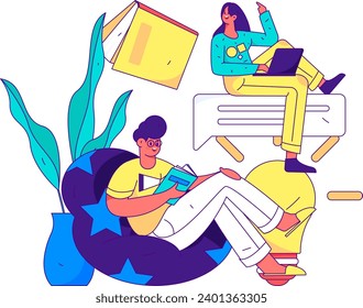 Ilustración dibujada a mano del concepto de vector de lectura de caracteres silenciosa
