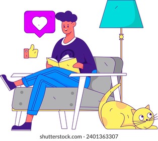 Character reading quietly vector concept operation hand drawn illustration
