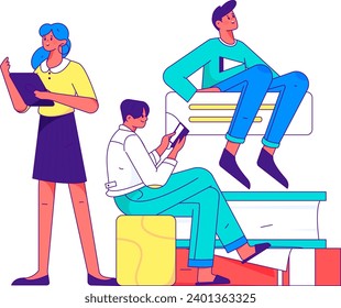 Character reading quietly vector concept operation hand drawn illustration
