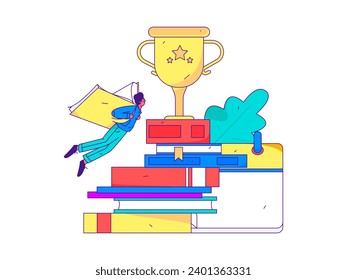 Character reading quietly vector concept operation hand drawn illustration
